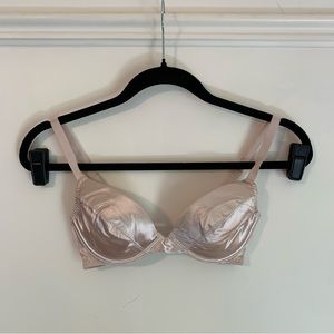 Vintage OLGA Underwire Champagne Satin Padded Bra 36A